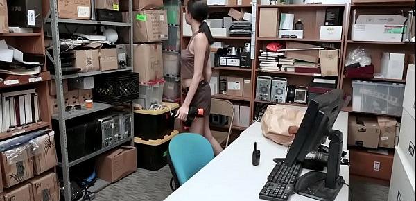  Halloween thief as Lara Croft gets busted by a mall cop
